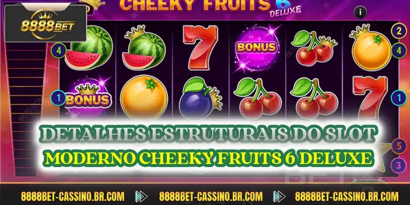 Detalhes estruturais do slot moderno Cheeky Fruits 6 Deluxe